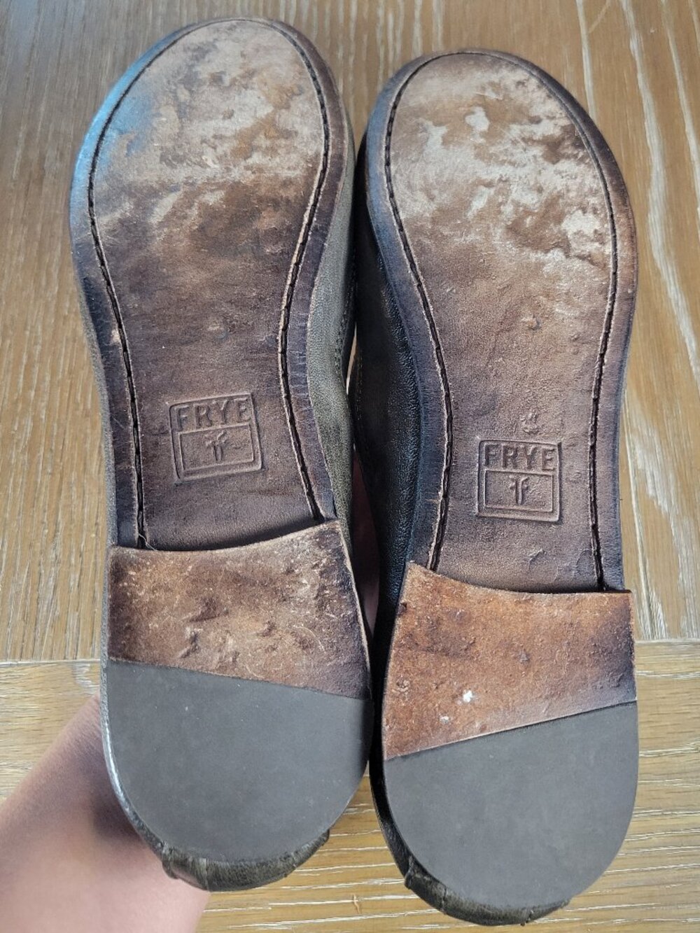 Frye Charcoal Gray Leather Ballet Flats Women's 8.5 B Round Toe Slip On - Picture 11 of 15